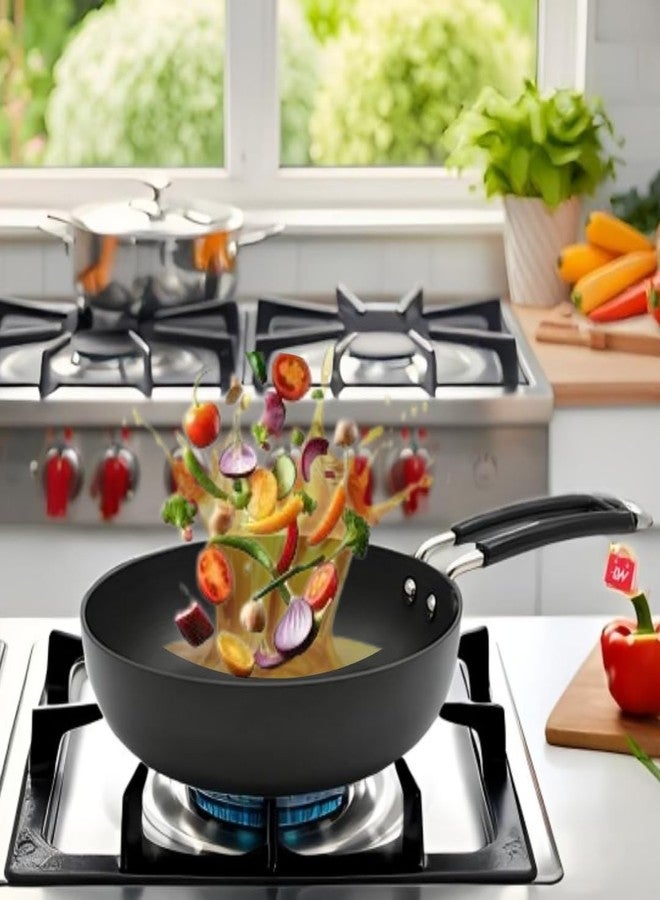 LAZYwindow Hard Anodised Fry Pan with Stainless Steel Bakelite Handle - 1 LTR. (Black) | Induction Base & Long-Lasting | Non Toxic, & Non staining Food Grade Surface - Image 5