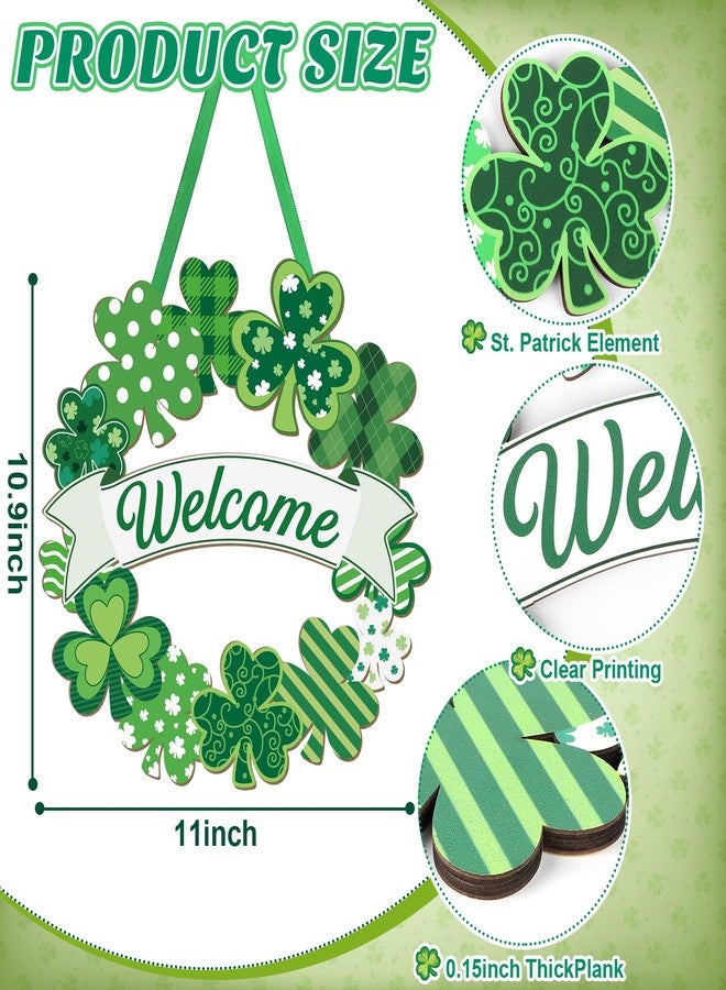 Sophena Wooden St. Patrick's Day Decoration Shamrock Door Wreath for Front Door Sign Wall Signs Shamrock Clover Spring Decoration, Irish Sign Welcome Hanging for Home Decor Party Outdoor Indoor Supply - Image 2