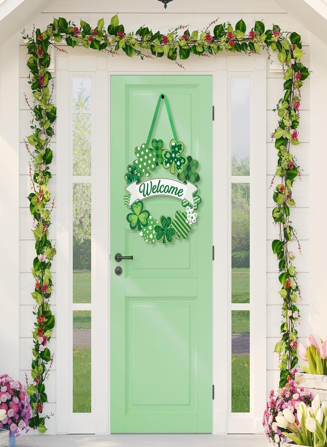 Sophena Wooden St. Patrick's Day Decoration Shamrock Door Wreath for Front Door Sign Wall Signs Shamrock Clover Spring Decoration, Irish Sign Welcome Hanging for Home Decor Party Outdoor Indoor Supply - Image 3