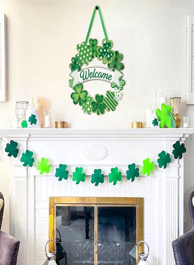 Sophena Wooden St. Patrick's Day Decoration Shamrock Door Wreath for Front Door Sign Wall Signs Shamrock Clover Spring Decoration, Irish Sign Welcome Hanging for Home Decor Party Outdoor Indoor Supply - Image 4