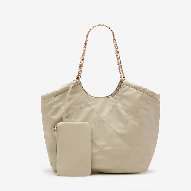High Quality Big Goods Small Popular Internet Celebrant Shoulder Chain Fashion Women'S Bag Korean-Style First Layer Cowhide Fashion Rhombus - Image 5