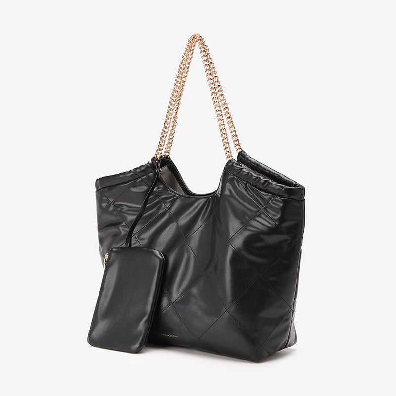 High Quality Big Goods Small Popular Internet Celebrant Shoulder Chain Fashion Women'S Bag Korean-Style First Layer Cowhide Fashion Rhombus - Image 1
