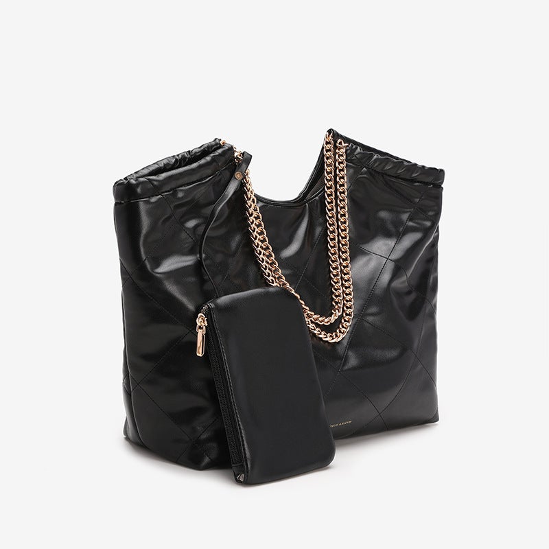 High Quality Big Goods Small Popular Internet Celebrant Shoulder Chain Fashion Women'S Bag Korean-Style First Layer Cowhide Fashion Rhombus - Image 3