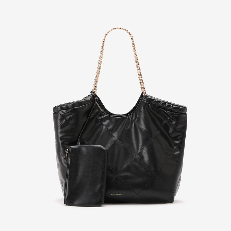 High Quality Big Goods Small Popular Internet Celebrant Shoulder Chain Fashion Women'S Bag Korean-Style First Layer Cowhide Fashion Rhombus - Image 2