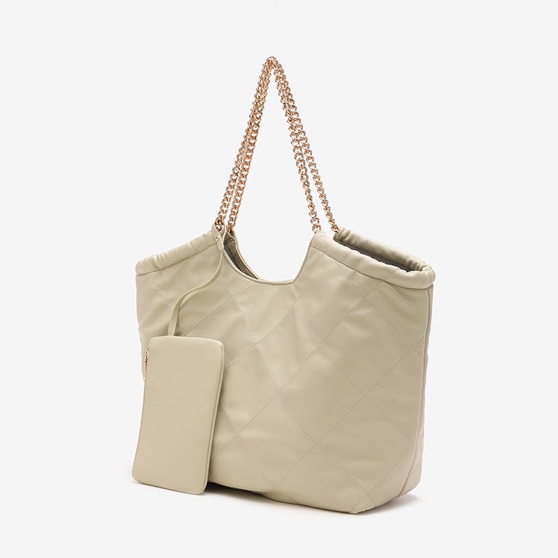High Quality Big Goods Small Popular Internet Celebrant Shoulder Chain Fashion Women'S Bag Korean-Style First Layer Cowhide Fashion Rhombus - Image 4