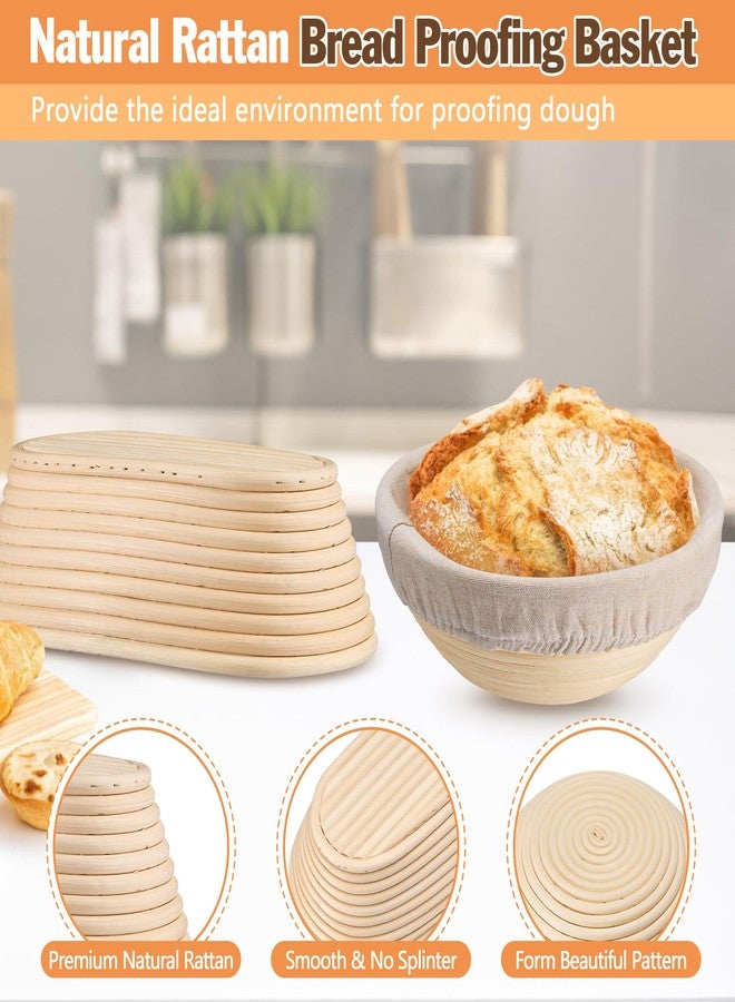 E-far Bread Proofing Basket, 9 Inch Round and 10 Inch Oval Sourdough Bread Baking Supplies, Complete Sourdough Starter Kit for Beginners - Image 2