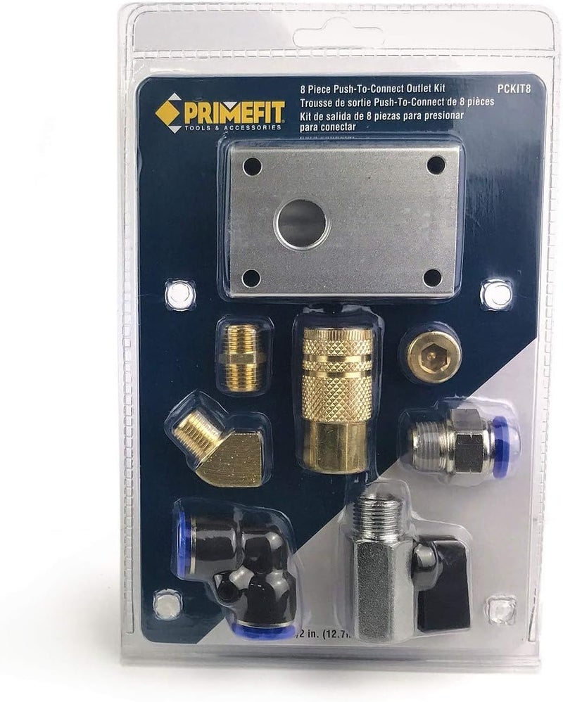 Primefit PCKIT8 Air Push to Connect  Outlet Drop Kit with Block14 Brass Quick Connect Coupler - Image 3