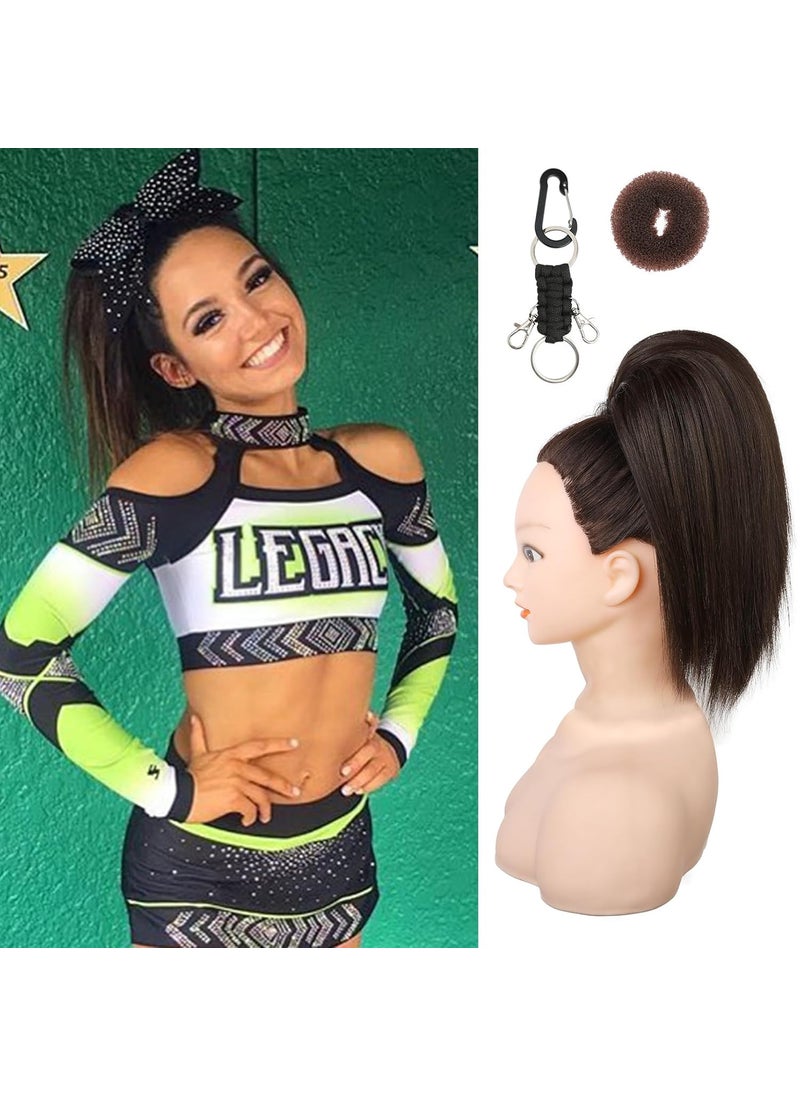 SEIKEA SEIKEA Cheer Ponytail Hair Piece 10 Straight TangleResistant Smooth Natural Brown Cheerleader Hairpiece Ponytail Extension for Cheer Competition Dance Performance Dark Brown 