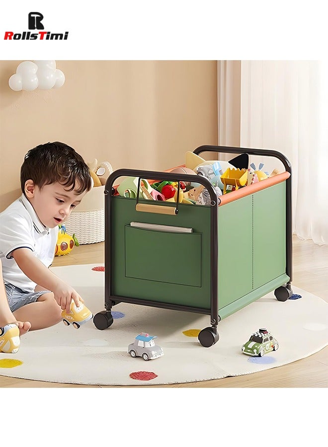 RollsTimi  Toy Box Chest with Wheels, Removable Kids Toy Boxes Organizer, Portable Toy Bins Baskets Container with Handles for Boys, Girls, Playroom, Bedroom Clothes,Green - Image 1