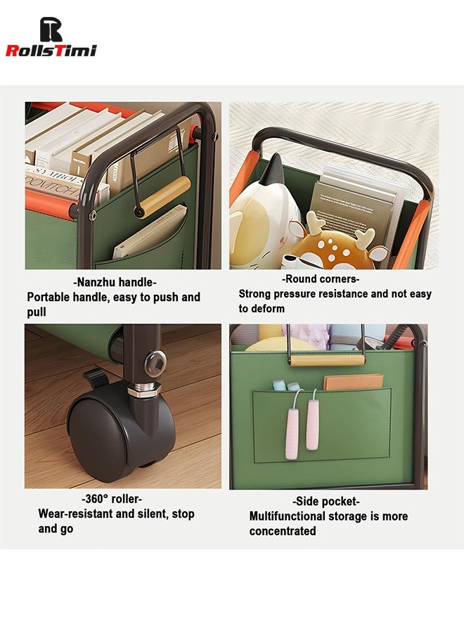 RollsTimi  Toy Box Chest with Wheels, Removable Kids Toy Boxes Organizer, Portable Toy Bins Baskets Container with Handles for Boys, Girls, Playroom, Bedroom Clothes,Green - Image 5