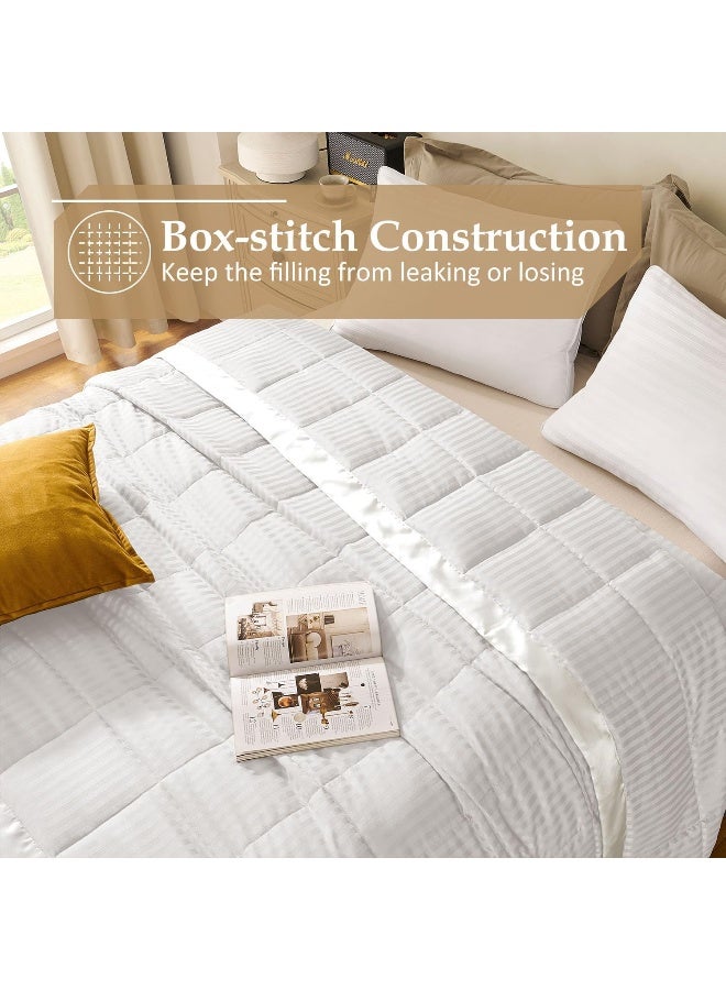 downluxe King Size Blanket with Satin Trim Lightweight Down Alternative King Blanket for All Season Machine Washable Ivory 90x108 Inch - Image 4