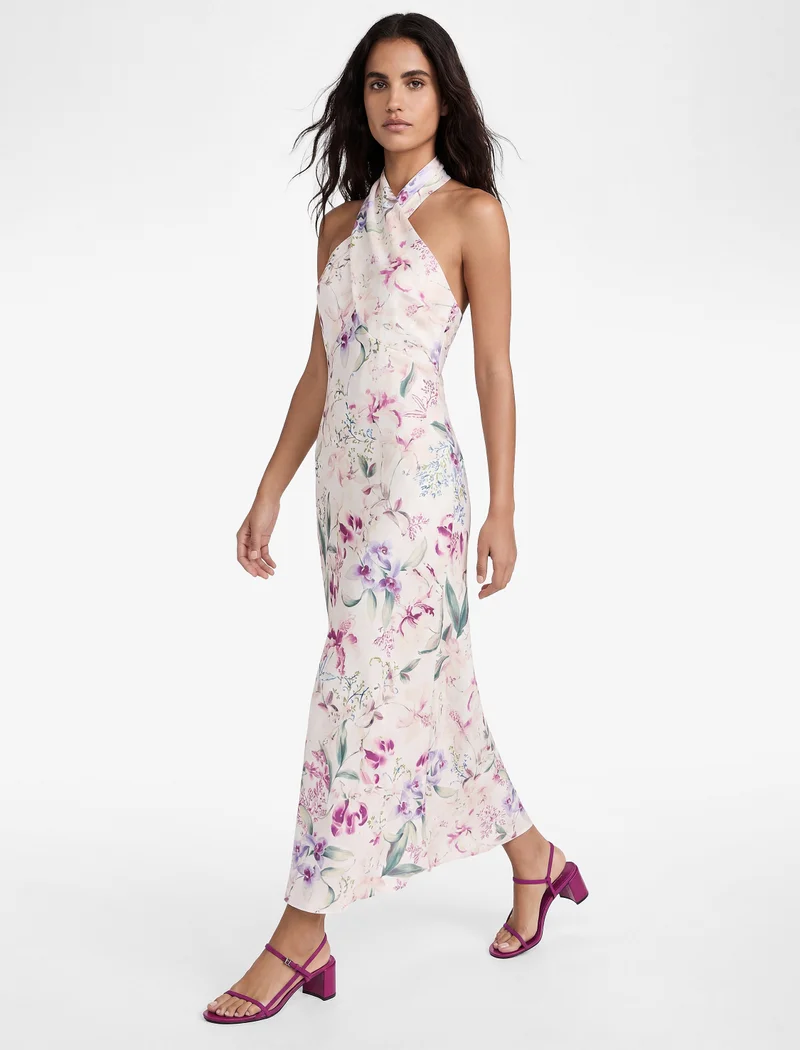 كوتون Halter Neck Satin Dress