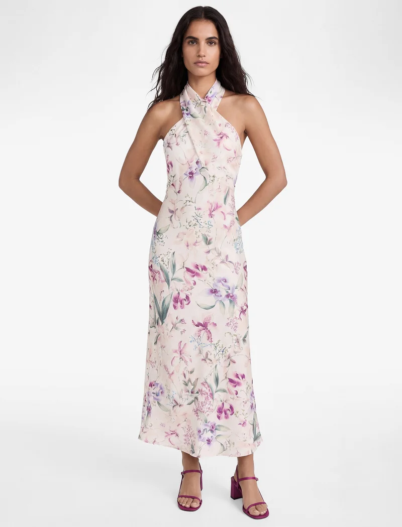 كوتون Halter Neck Satin Dress