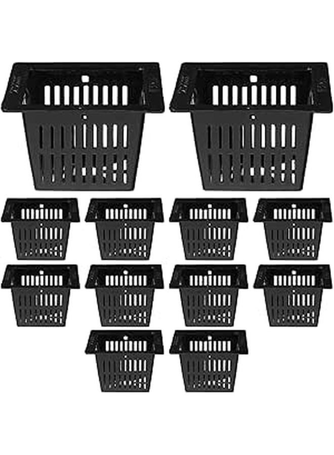 12Pcs Black Square Hydroponic Net Pots For Vegetable And Leafy Plant Growing - Image 1