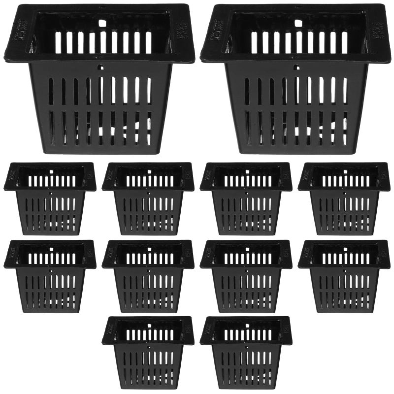 12Pcs Black Square Hydroponic Net Pots For Vegetable And Leafy Plant Growing - Image 2