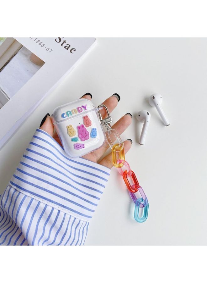 Cartoon Candy Themed Case Cover With Chain For Apple AirPods 1/2 Clear/Pink/Red - Image 4