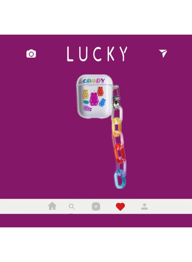 Cartoon Candy Themed Case Cover With Chain For Apple AirPods 1/2 Clear/Pink/Red - Image 2