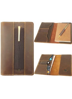 Leather Field Notes Cover For Moleskine Cahier Notebook, Handmade Leather Notebook Cover for Small Notepad 3.5" x 5.5", Pocket Field Note Wallet & Pen Holder + Field Note Booklet