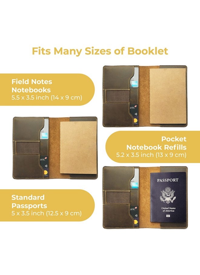 Sovereign-Gear Leather Field Notes Cover For Moleskine Cahier Notebook, Handmade Leather Notebook Cover for Small Notepad 3.5" x 5.5", Pocket Field Note Wallet & Pen Holder + Field Note Booklet  - Image 5