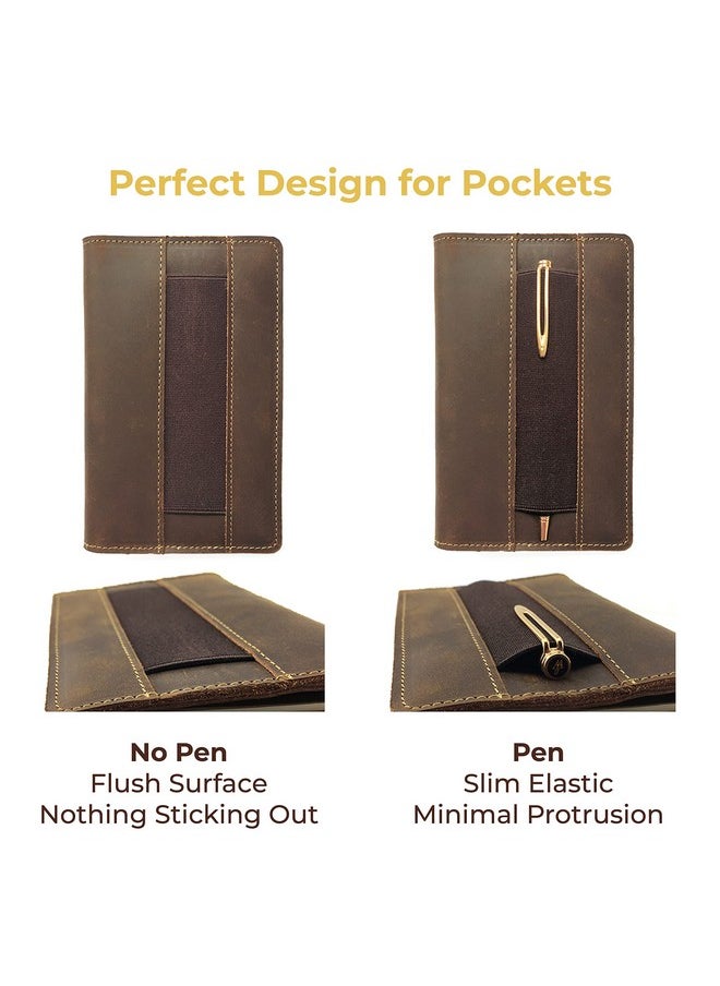 Sovereign-Gear Leather Field Notes Cover For Moleskine Cahier Notebook, Handmade Leather Notebook Cover for Small Notepad 3.5" x 5.5", Pocket Field Note Wallet & Pen Holder + Field Note Booklet  - Image 4