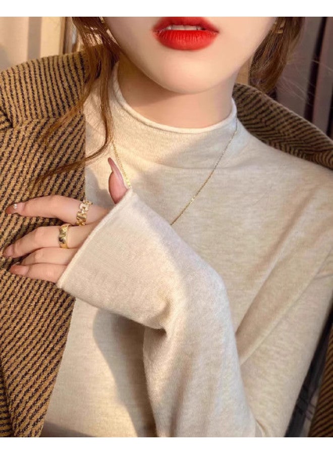 PLANDOO Stylish Retro Roll-Neck Knitted Base Shirt Women'S Autumn Winter Long-Sleeved Top - Image 1