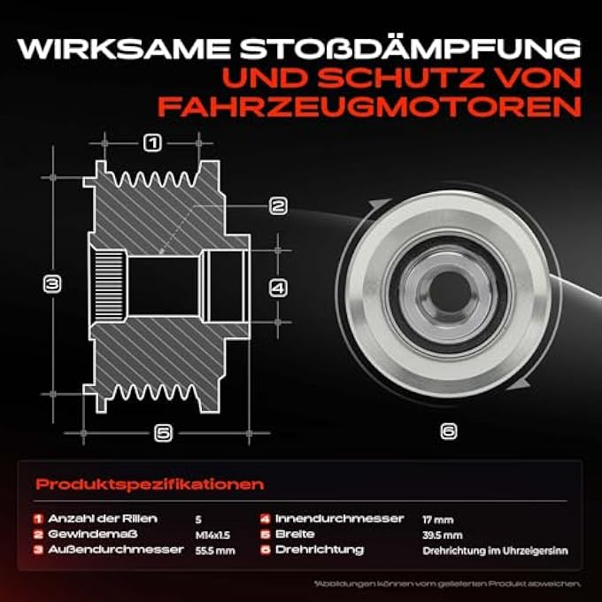 Frankberg Generator Freewheel Generator with 5 Grooves Compatible with Focus II DA DP HCP V50 545 C30 533 C70 II 542 S40 II 544 Replace# 535021810 - Image 2