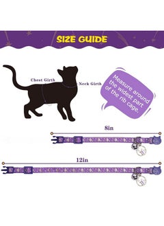 PUPTECK 3 Pack Cat Collar With Bells Breakaway  Luminous Safety Small Kitten Collar Adjustable Moon Star Pink Black Purple, 812 In  - Image 2