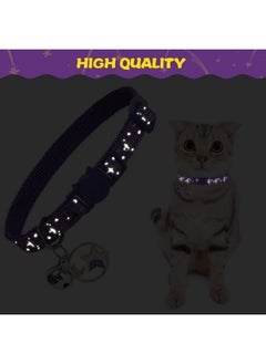 PUPTECK 3 Pack Cat Collar With Bells Breakaway  Luminous Safety Small Kitten Collar Adjustable Moon Star Pink Black Purple, 812 In  - Image 5