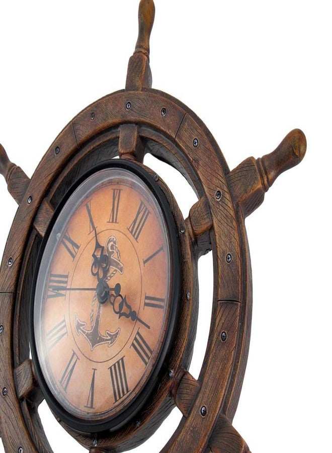 Things2Die4 Master of Destiny 11.5-Inch Diameter Ship Wheel Wall Clock - Cast Resin Vintage Nautical Elegance for Coastal Homes and Beach Houses - Image 2