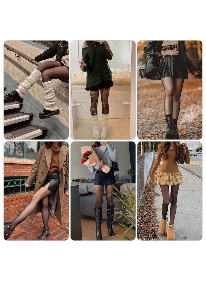 DRESHOW 2 Pairs Women's Sheer High Waist Tights 20D Pantyhose Black with Control Top and Reinforced Toes - Image 2