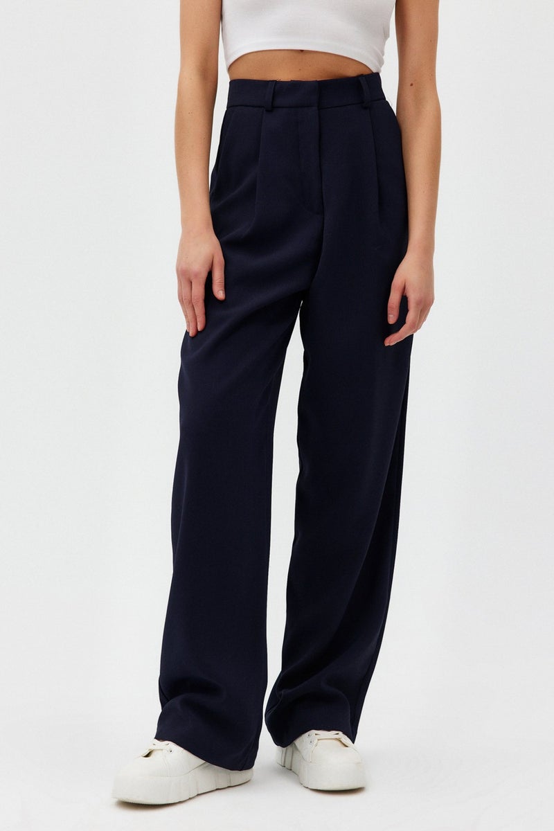 Açelya Okcu AÇELYAOKCU High Waist Wed Leg Palazzo Woven Trousers  - Image 2