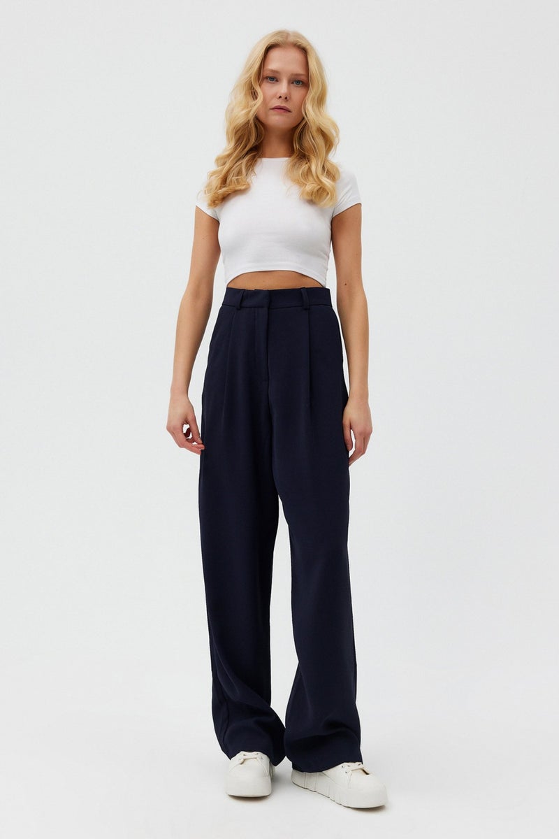 Açelya Okcu AÇELYAOKCU High Waist Wed Leg Palazzo Woven Trousers  - Image 1