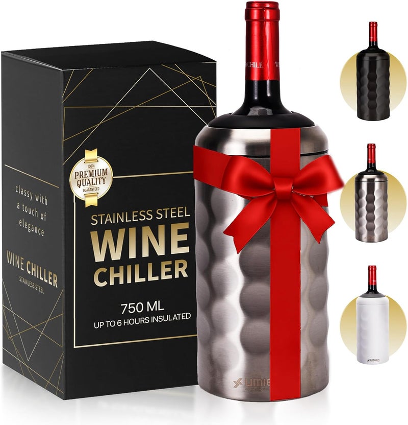 UMIEN Premium Wine Chiller - 750ml Stainless Steel Bottle Cooler, Double-Walled & Vacuum Insulated - Keeps Wine Cold for 6+ Hours - Perfect Christmas Gift for Wine Lovers – Fits Most Champagne Bottles - Image 1