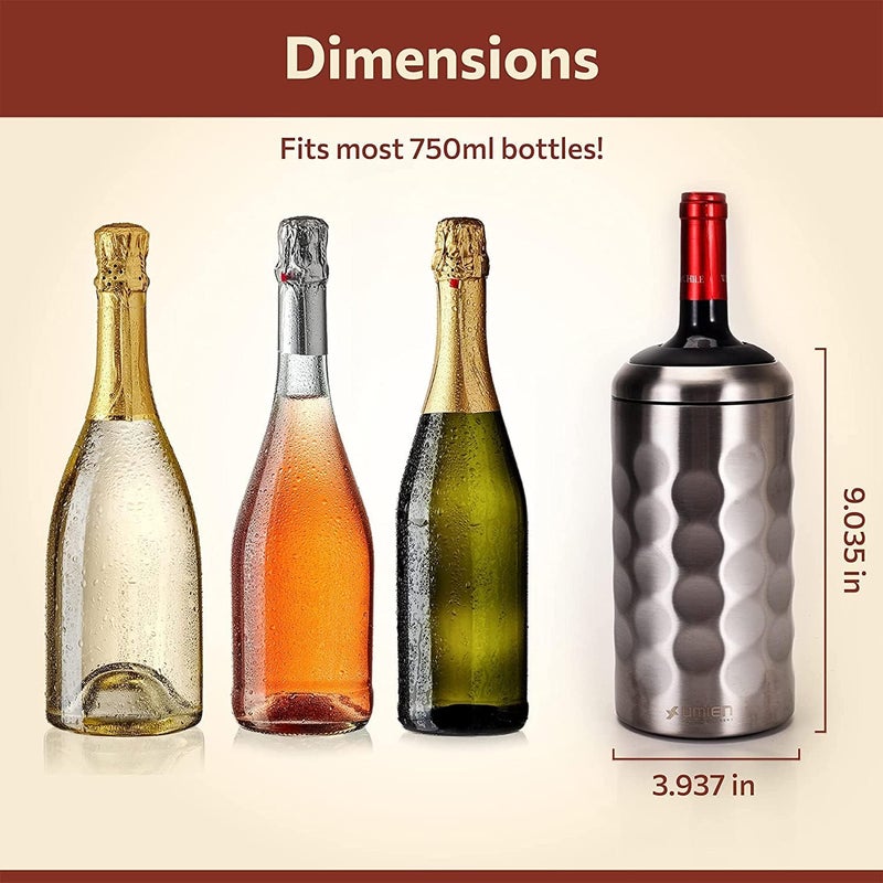 UMIEN Premium Wine Chiller - 750ml Stainless Steel Bottle Cooler, Double-Walled & Vacuum Insulated - Keeps Wine Cold for 6+ Hours - Perfect Christmas Gift for Wine Lovers – Fits Most Champagne Bottles - Image 3
