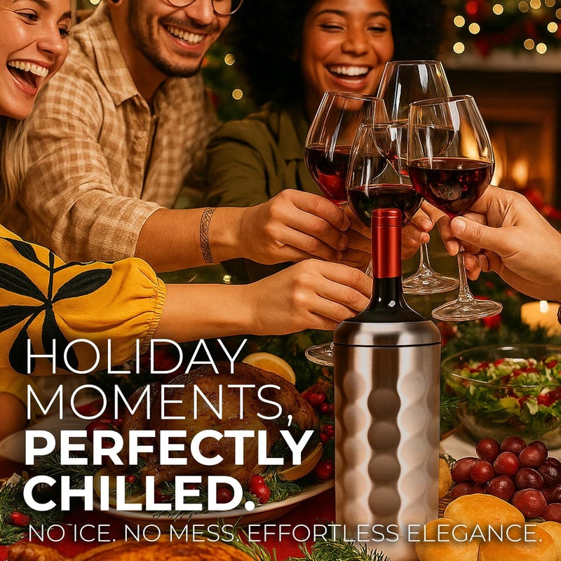 UMIEN Premium Wine Chiller - 750ml Stainless Steel Bottle Cooler, Double-Walled & Vacuum Insulated - Keeps Wine Cold for 6+ Hours - Perfect Christmas Gift for Wine Lovers – Fits Most Champagne Bottles - Image 4