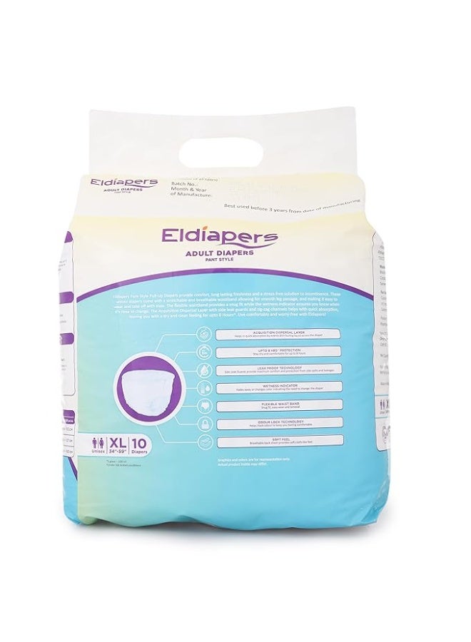 الحفاضات حفاضات إلديابرز للكبار بتصميم بنطال | مقاس الخصر (96-137 سم) (38-54 بوصة) | امتصاص يدوم 10 ساعات | للجنسين | تحكم في الروائح (كبير جدًا) (XL) - Image 2