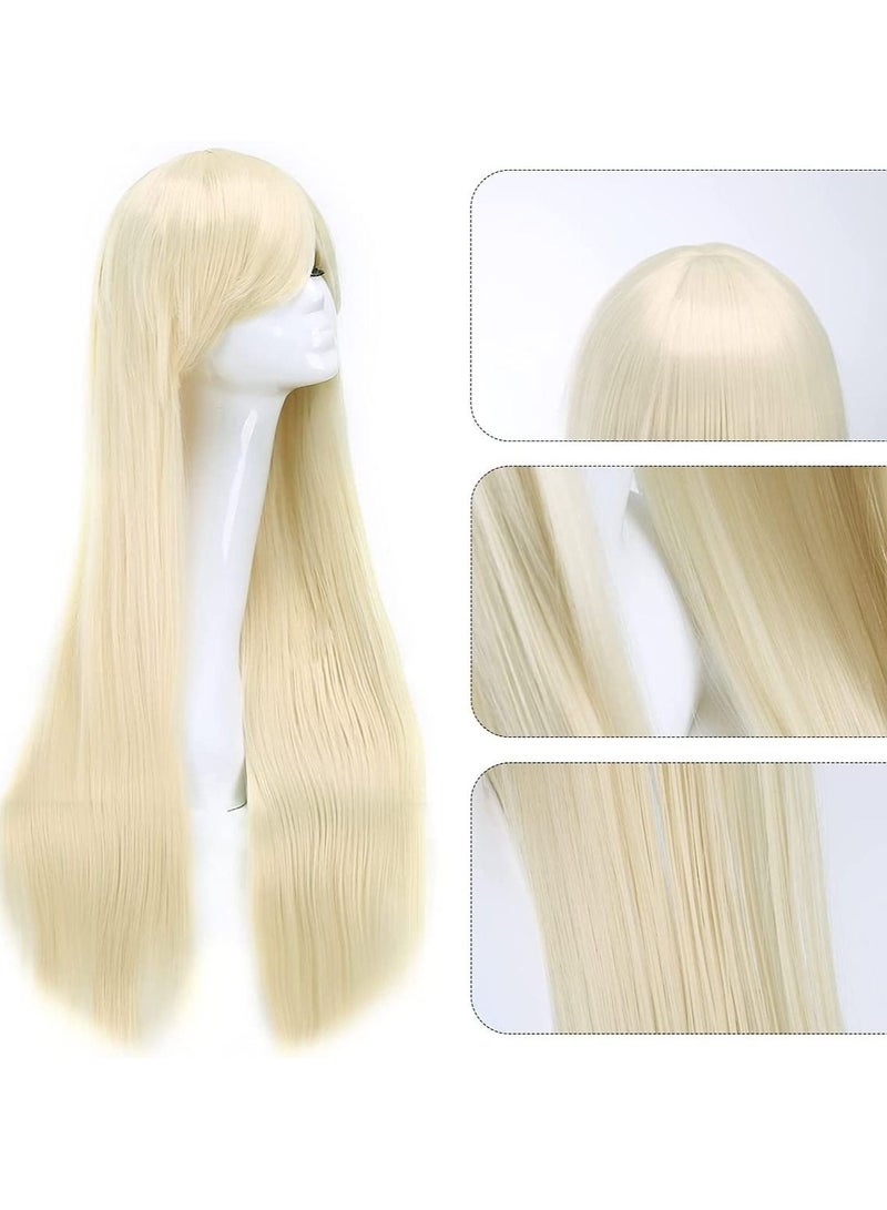 Estelle Wigs 32 Inches 80 cm Long Straight Anime Fashion Women's Cosplay Wig Party Wig With Free Wig Cap Blonde - Image 2