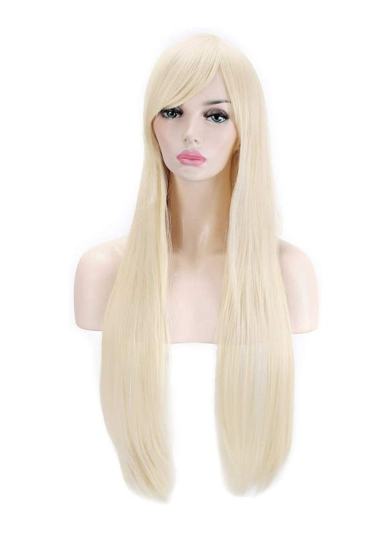 Estelle Wigs 32 Inches 80 cm Long Straight Anime Fashion Women's Cosplay Wig Party Wig With Free Wig Cap Blonde - Image 3