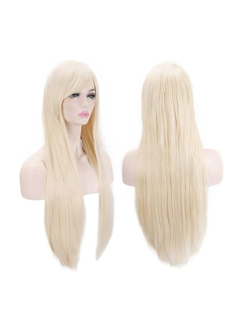 Estelle Wigs 32 Inches 80 cm Long Straight Anime Fashion Women's Cosplay Wig Party Wig With Free Wig Cap Blonde - Image 1