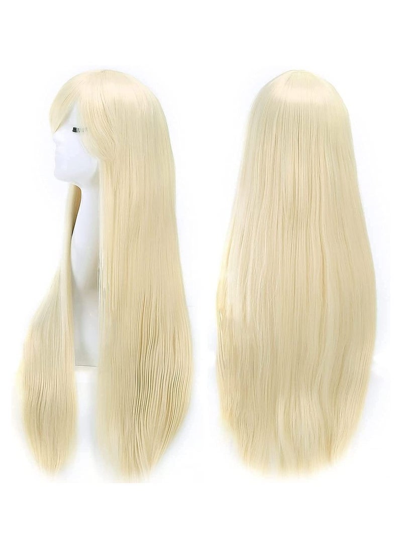 Estelle Wigs 32 Inches 80 cm Long Straight Anime Fashion Women's Cosplay Wig Party Wig With Free Wig Cap Blonde - Image 4