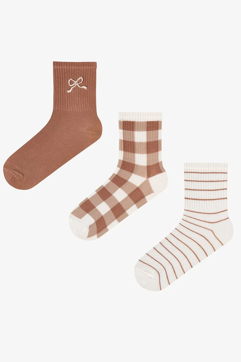 Penti PENTI Bowtie Pattern Cotton 2-Pack Crew Socks
