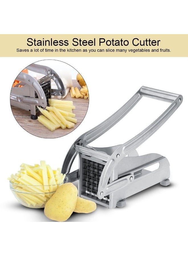 ECVV Potato Chipper, Effective Stainless Steel Potato Cutter Veg Slicer Potato Chipper Kitchen Helper Silver - Image 3