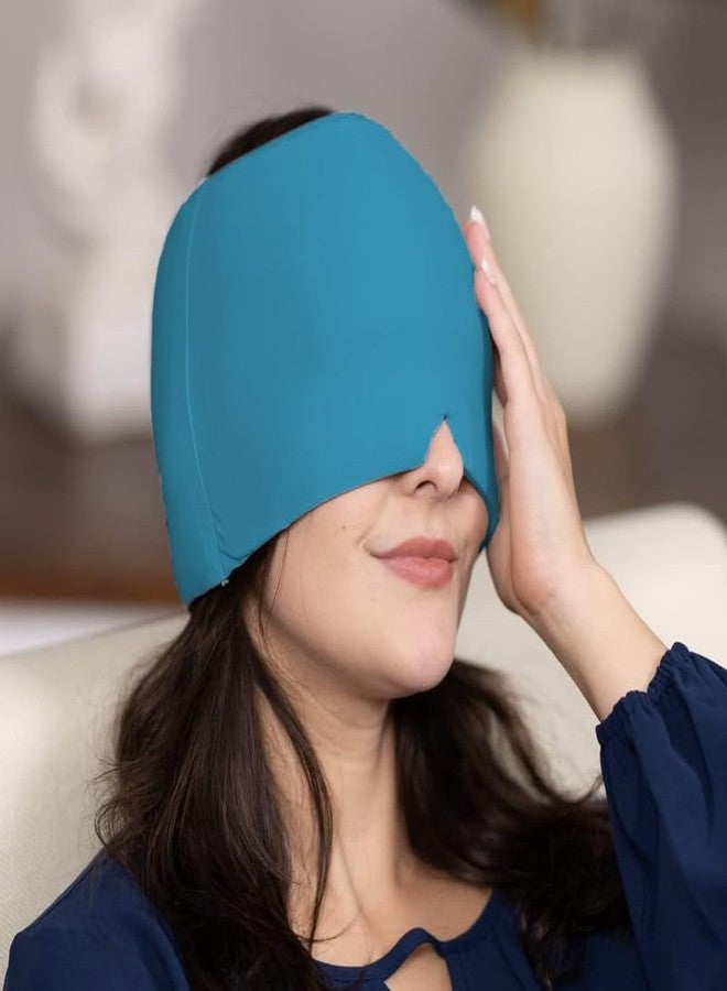 Odorless Migraine Ice Head Wrap, Headache Relief Hat for Tension Puffy Eyes, Migraine Relief Cap for Sinus, Headache and Stress Relief Cold Compress Mask. (Blue)