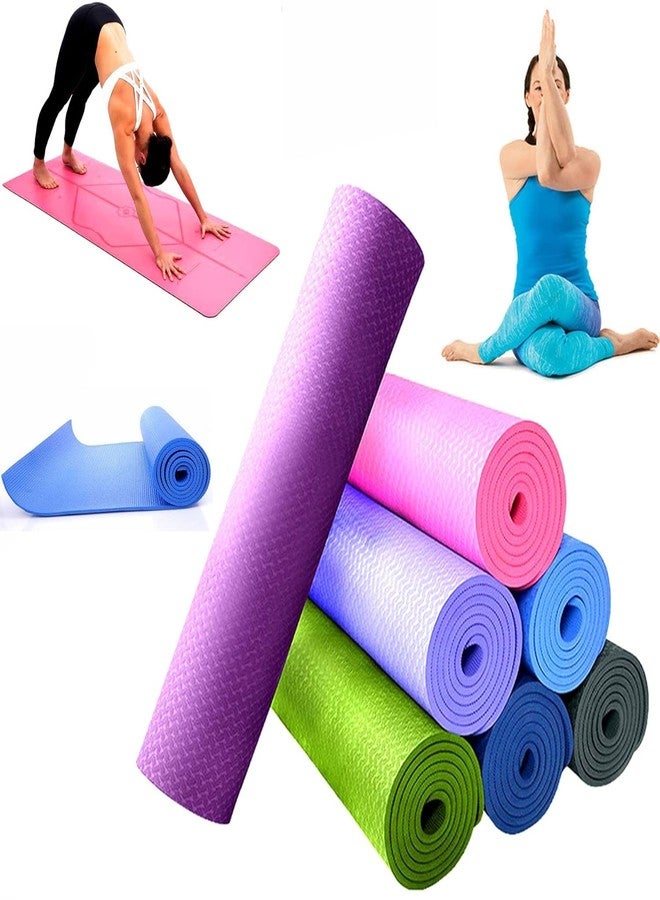 Zerolex Yoga Mat Non Slip Textured Surface Reversible Yoga Mat Thick Exercise & Workout Meditation Mat for Yoga, Pilates and Fitness (24x68mm) Pack of 1 Multi Clour - Image 1