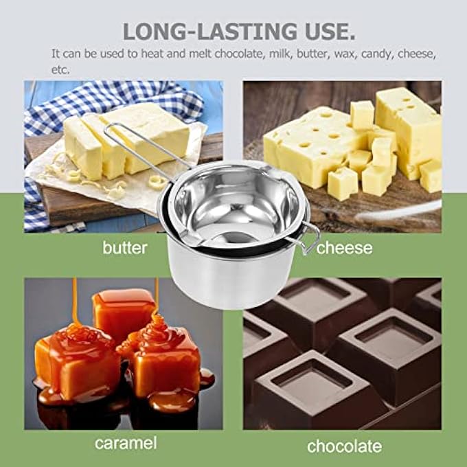 rayihni 2 Pack Double Boiler Pot Set Chocolate Melting Pot With Stainless Steel Boiling Water Pot For Melting Chocolate Candy Candle Soap Wax 600Ml - Image 5