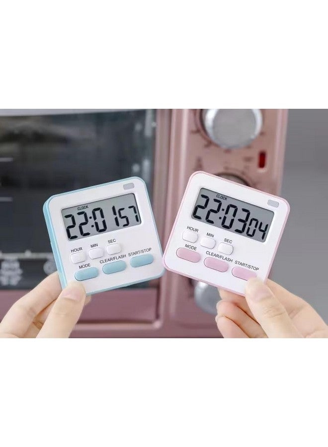 AKRIZA Digital Kitchen Timer & Stopwatch - Large Digit Countdown, Loud Alarm, Magnetic Back Stand Ideal for Cooking, Baking, Stop Watch Timer for Study Table Accessories for Students (Pink & White) - Image 5