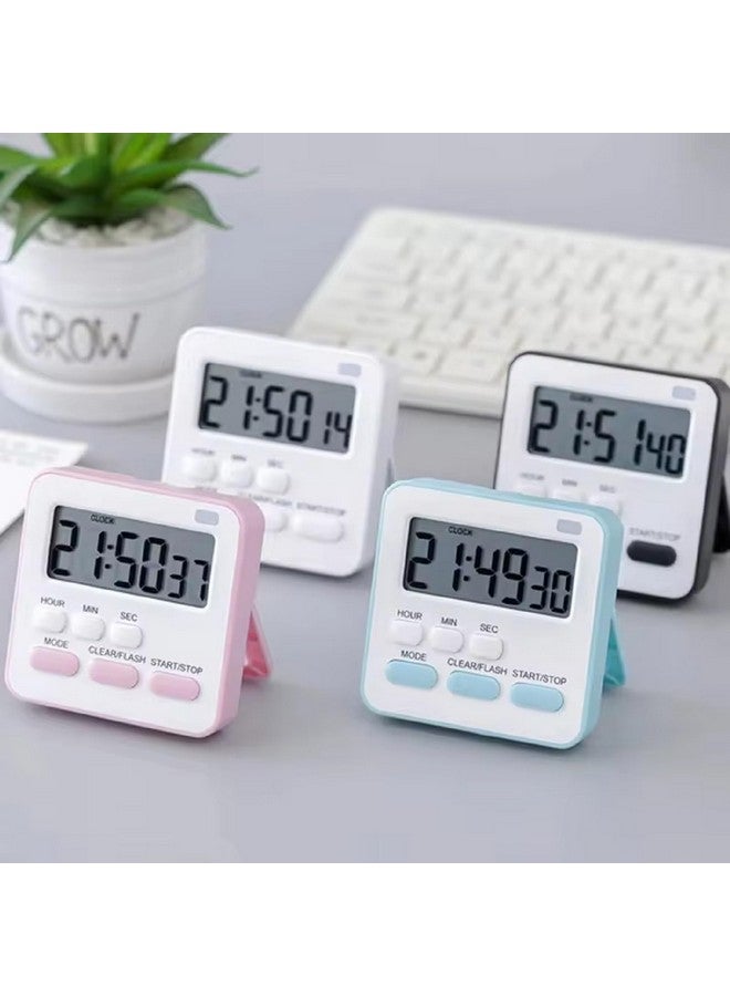 AKRIZA Digital Kitchen Timer & Stopwatch - Large Digit Countdown, Loud Alarm, Magnetic Back Stand Ideal for Cooking, Baking, Stop Watch Timer for Study Table Accessories for Students (Pink & White) - Image 4