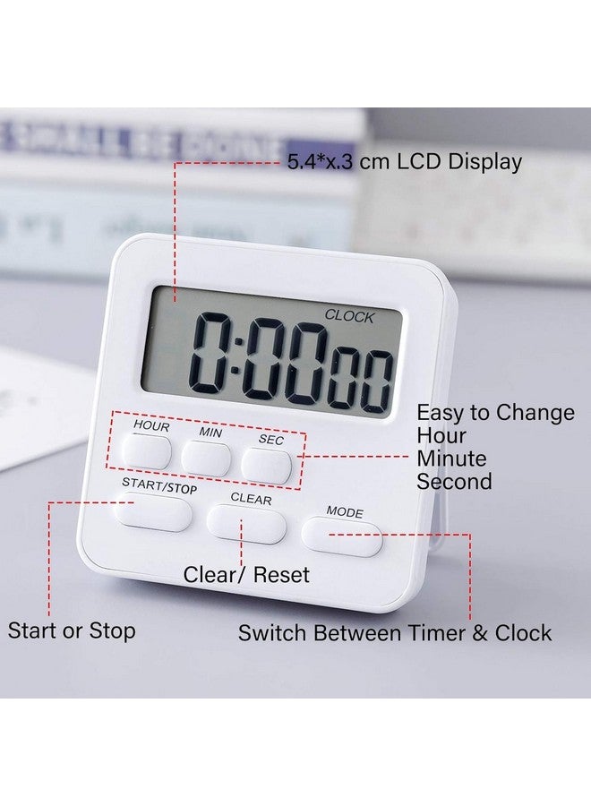 AKRIZA Digital Kitchen Timer & Stopwatch - Large Digit Countdown, Loud Alarm, Magnetic Back Stand Ideal for Cooking, Baking, Stop Watch Timer for Study Table Accessories for Students (Pink & White) - Image 3