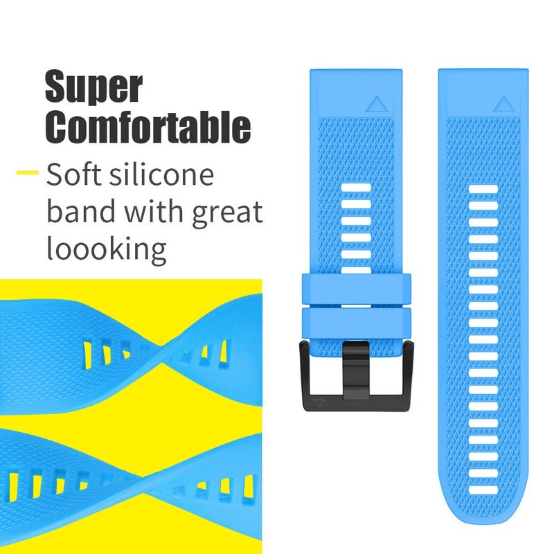 ANCOOL for Fenix 5/Fenix 6/Fenix 7 Band 22mm Silicone Watch Band for Fenix 8 Fenix E 47mm/Fenix 5 Plus/Fenix 6 Pro/Fenix 7 Pro/Forerunner 935(Blue) - Image 4