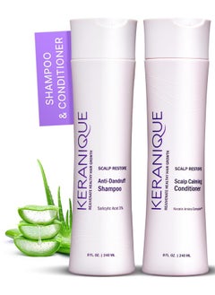 Keranique Anti Dandruff Shampoo & Scalp Restoring Conditioner Sulfatefree Gentle For Colortreated Hair Best For Thinning Hair & Dry Scalp Antidandruff Shampoo For Women & Deep Conditioner By Keranique  - Image 2